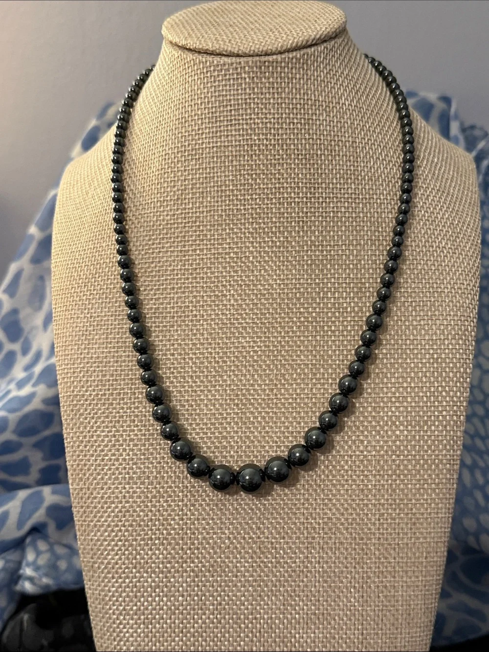 Polished Hematite Bead Necklace - Black